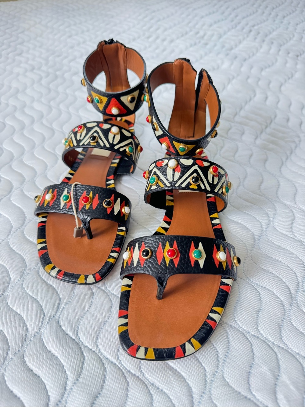 Valentino Garavani Native Couture 1975 Embellished Sandals EU 36.5 New